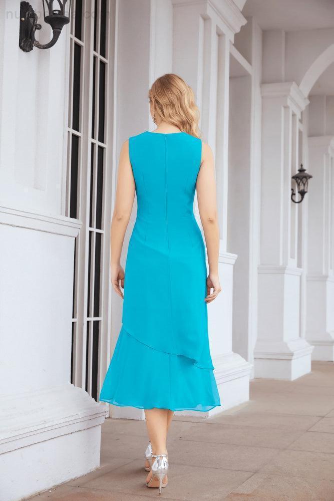 Vestido de festa formal para mãe da noiva, corte A, duas peças, Numbersea 28072 