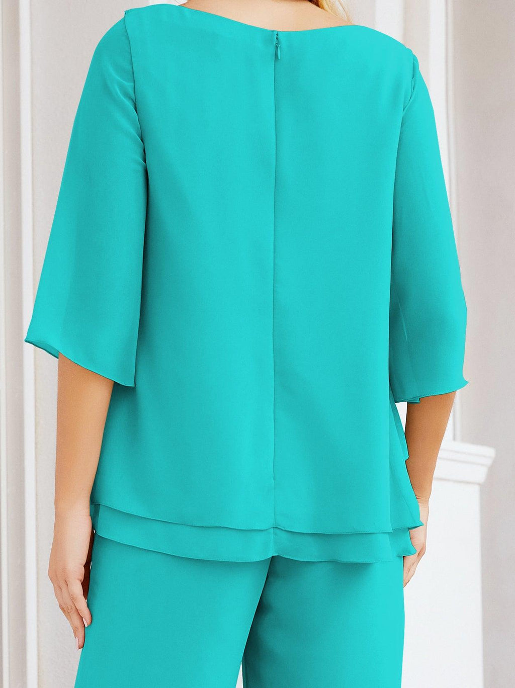 Vestido elegante de 2 peças para mãe da noiva Numbersea, tamanho grande, com folhos, camadas, roupão prateado 28064 