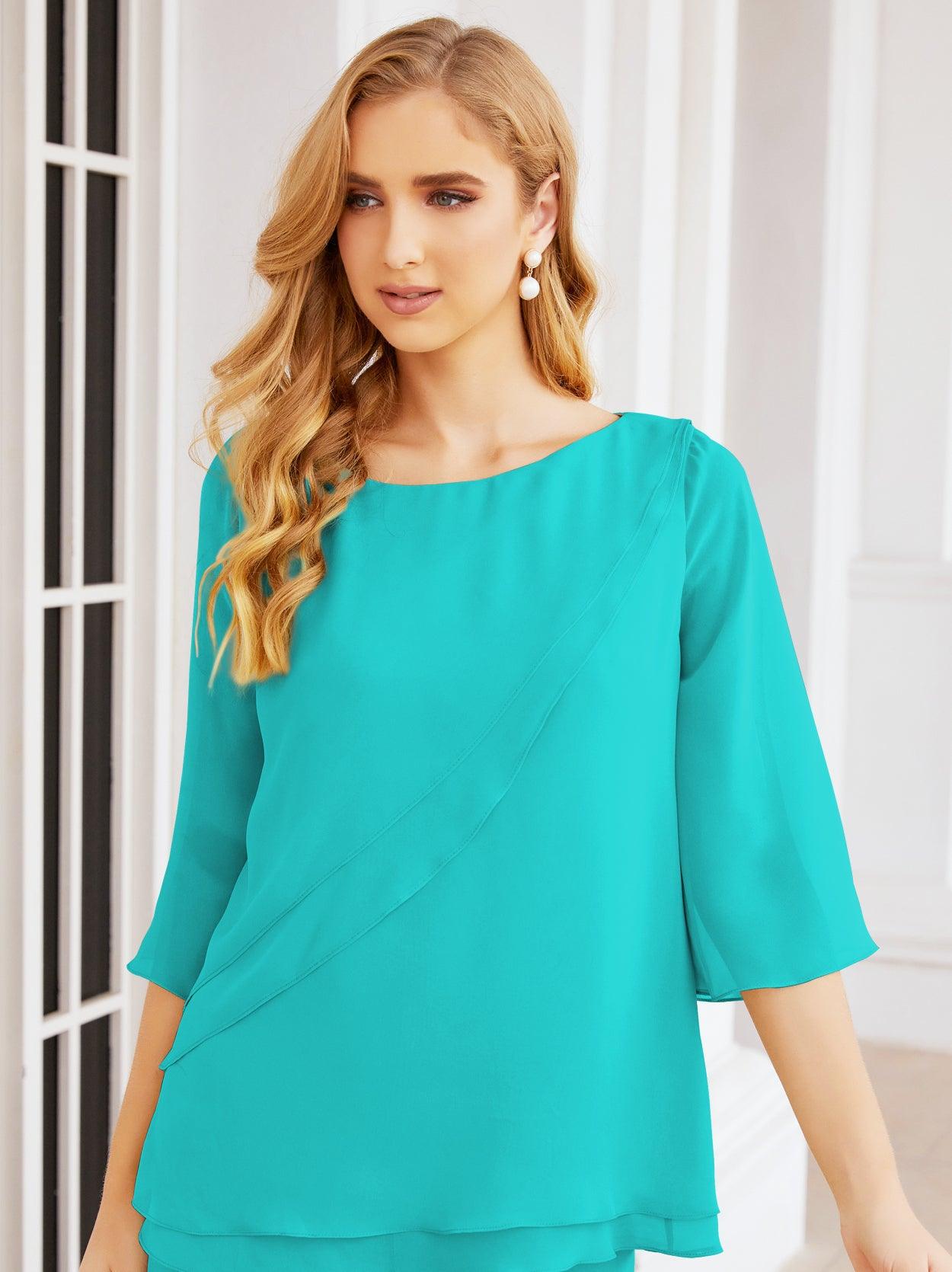 Vestido elegante de 2 peças para mãe da noiva Numbersea, tamanho grande, com folhos, camadas, roupão prateado 28064 