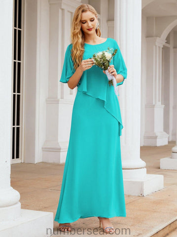 Numbersea Formal Party Gown Dress Long Mother of The Bride Dresses with Ruffle Cape 28026
