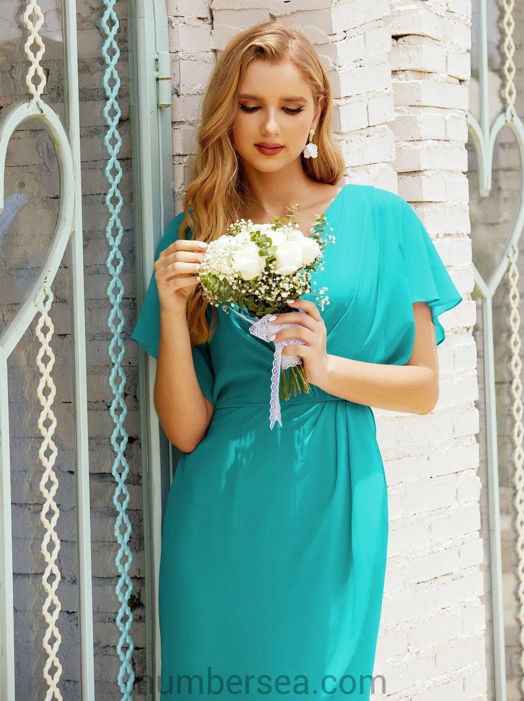 Vestidos de Baile de Regreso a Casa Sin Mangas Largo a la Rodilla Modelo 28021