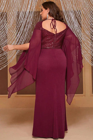 Kleid für die Brautmutter, glitzernde Pailletten, lang, mit Schlitz
