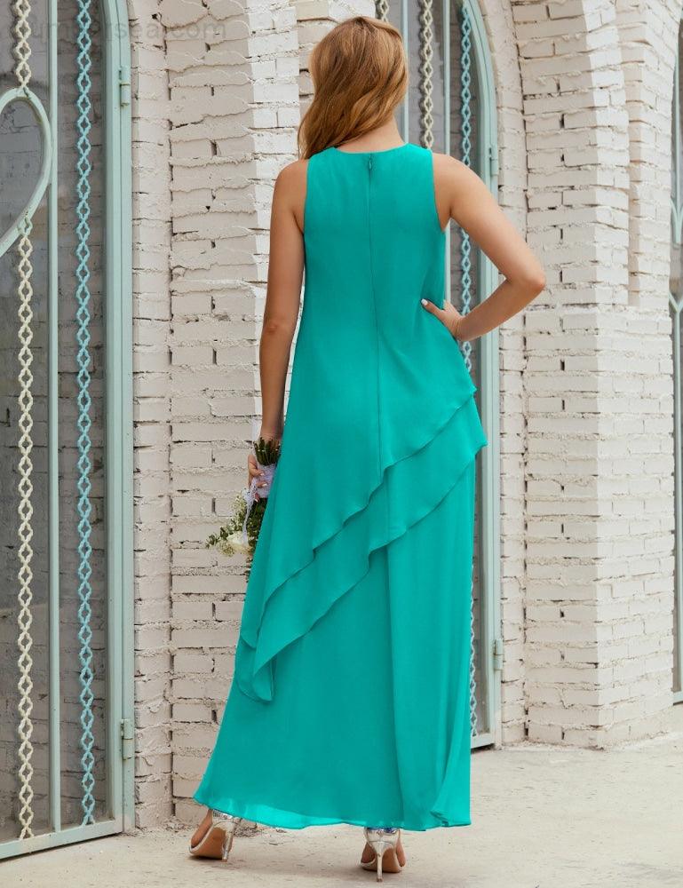 Vestidos longos de chiffon plus size para mãe da noiva, vestido formal de madrinha de casamento, 28019 