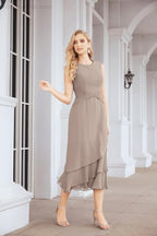 Vestido de festa formal para mãe da noiva, corte A, duas peças, Numbersea 28072 