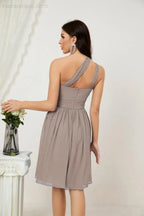 Vestido de dama de honor corto de chiffon de un hombro Numbersea para mujer Vestidos formales para fiesta y regreso a casa 2804