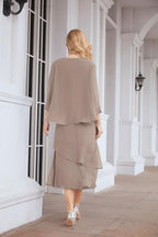 Vestido de festa formal para mãe da noiva, corte A, duas peças, Numbersea 28072 