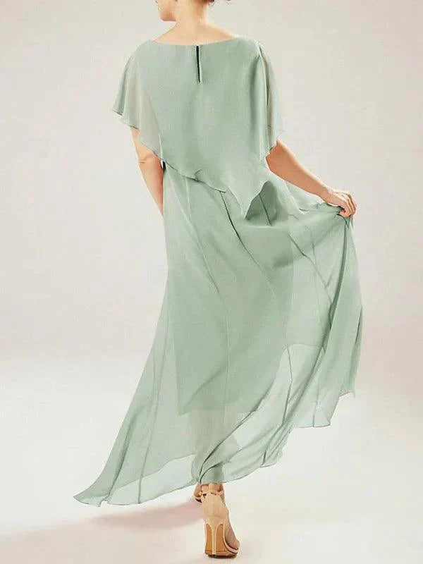 Vestidos de mãe da noiva com mangas curtas e borlas