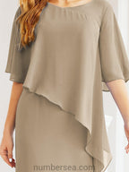 Vestido de festa formal comprido Numbersea com capa e folhos 28026 