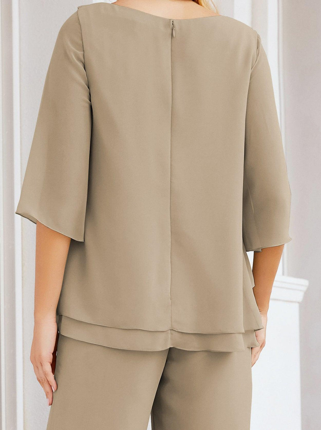 Vestido elegante de 2 peças para mãe da noiva Numbersea, tamanho grande, com folhos, camadas, roupão prateado 28064 