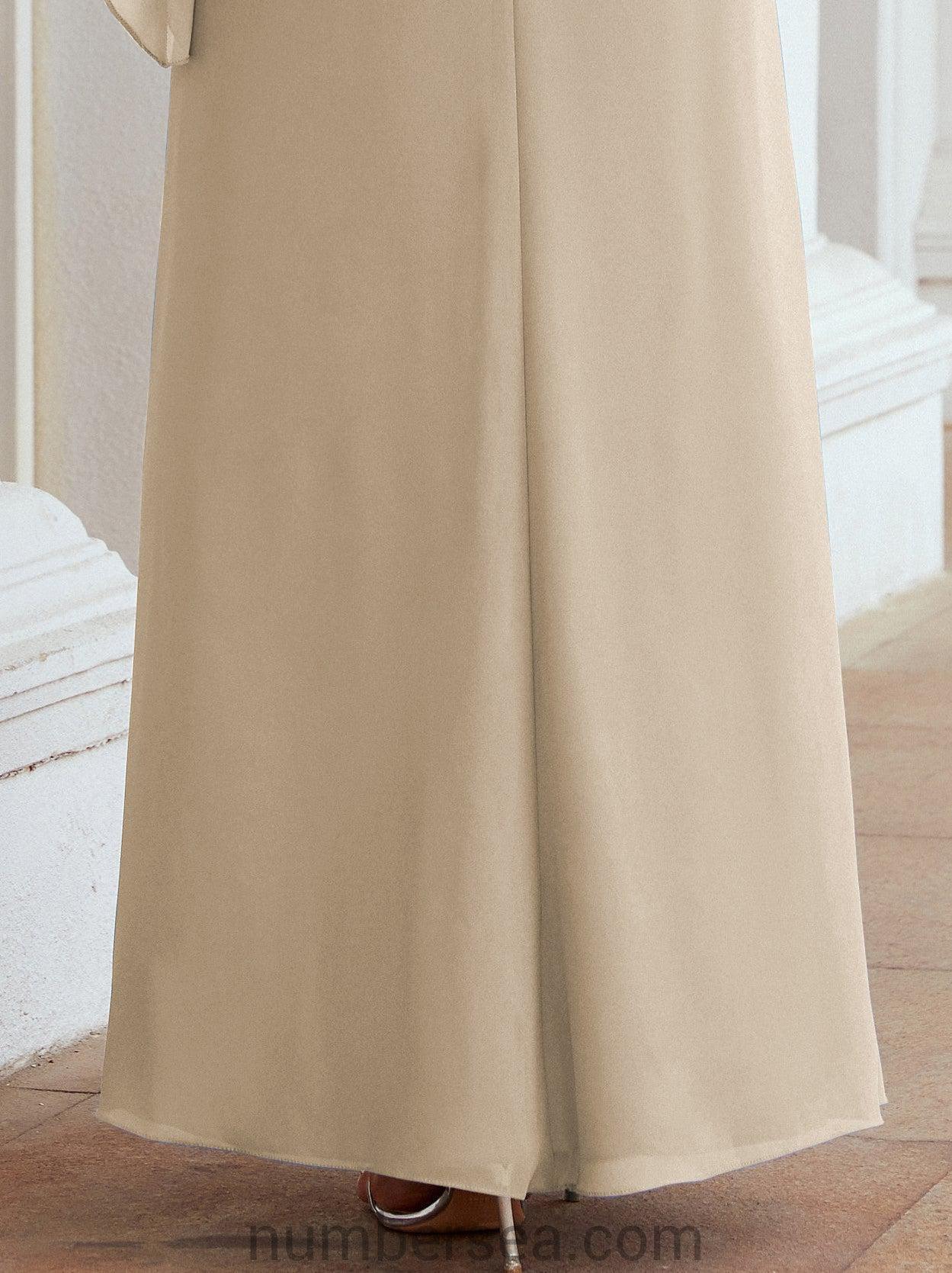 Vestido de festa formal comprido Numbersea com capa e folhos 28026 