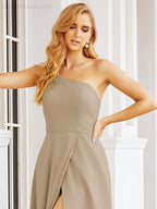 Vestidos de baile de cerimónia Numbersea para mulher com um ombro só e fenda lateral para madrinhas e madrinhas 28052 