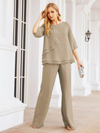 Vestido elegante de 2 peças para mãe da noiva Numbersea, tamanho grande, com folhos, camadas, roupão prateado 28064 