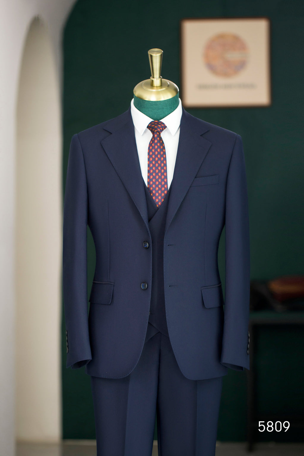 Abito da Sposa in Lana Blu Marina a 3 Pezzi | Completo Su Misura per lo Sposo e i Testimoni