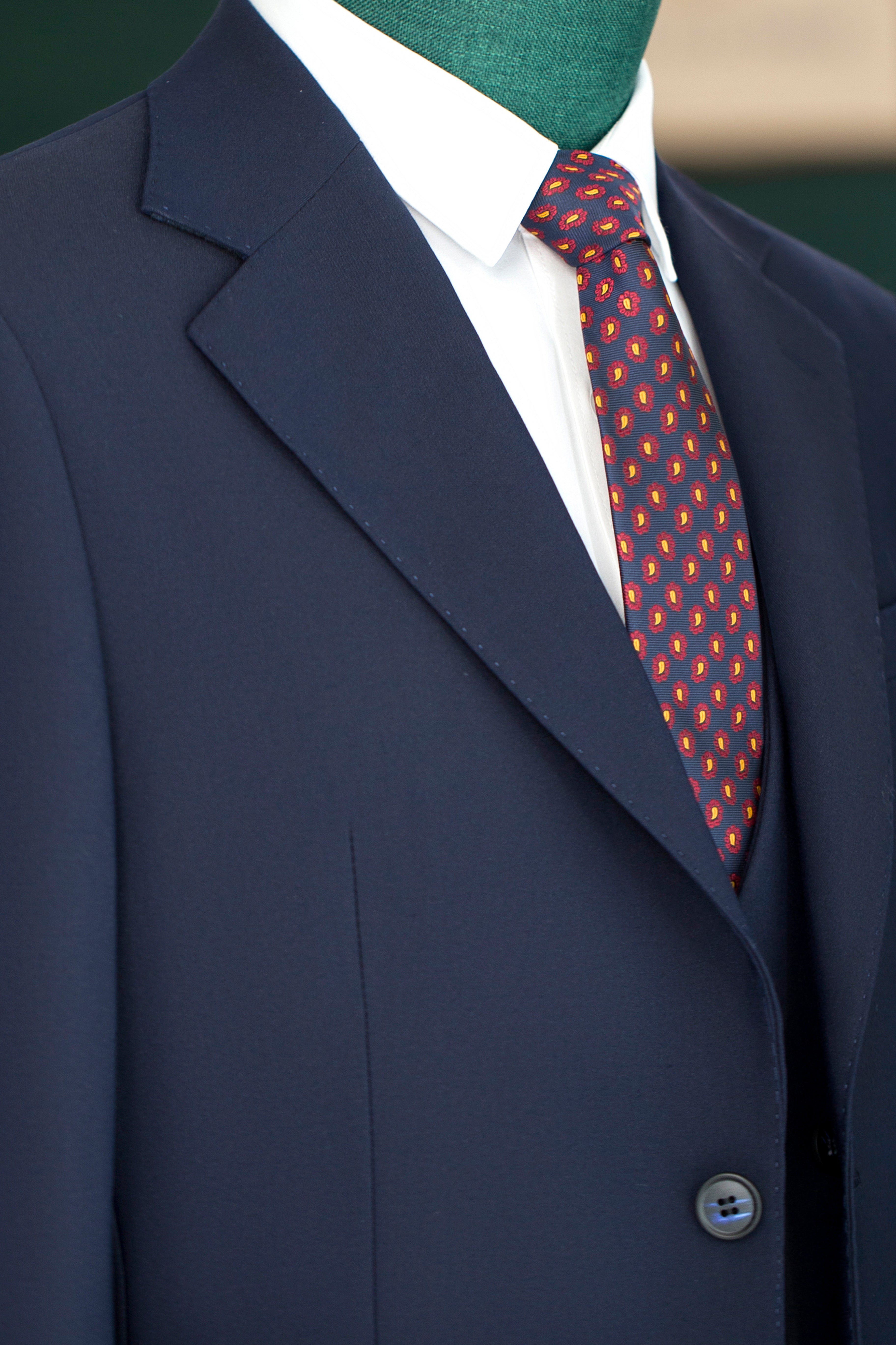 Navy Blue Wool 3-Piece Wedding Suit | Tailored Groom & Groomsmen Attire