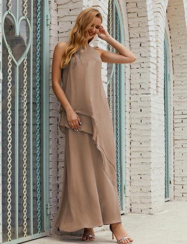 Vestidos longos de chiffon plus size para mãe da noiva, vestido formal de madrinha de casamento, 28019 