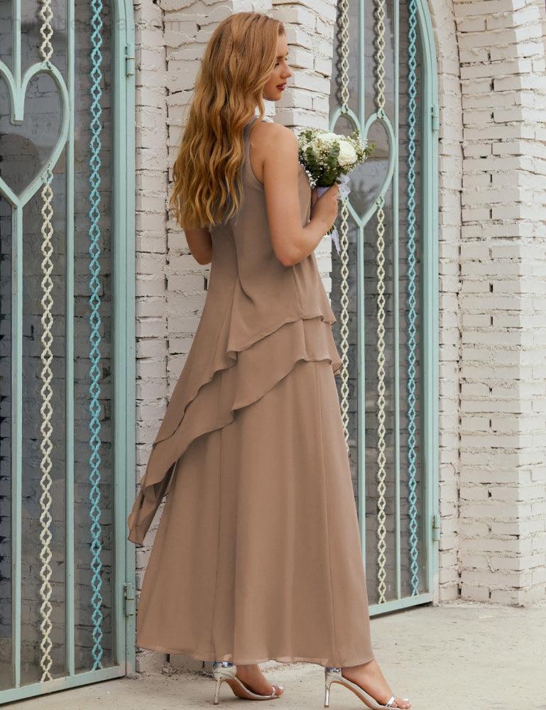 Vestidos longos de chiffon plus size para mãe da noiva, vestido formal de madrinha de casamento, 28019 