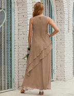 Vestidos longos de chiffon plus size para mãe da noiva, vestido formal de madrinha de casamento, 28019 