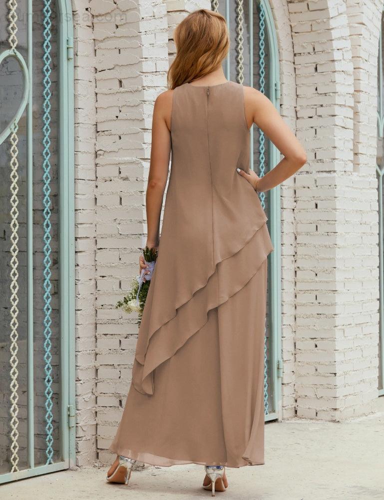 Vestidos longos de chiffon plus size para mãe da noiva, vestido formal de madrinha de casamento, 28019 