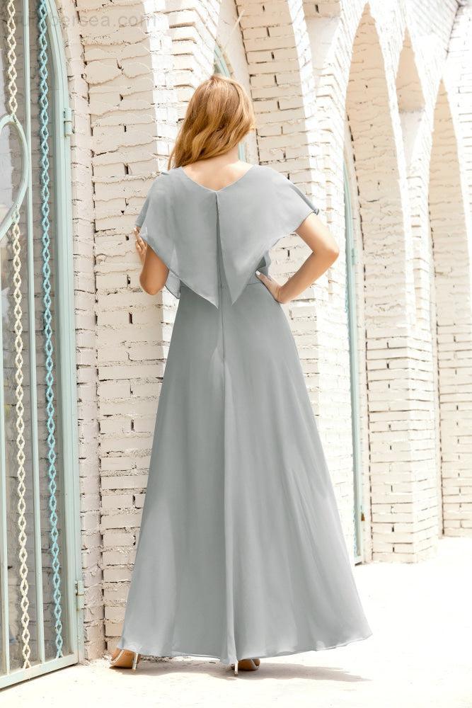 Numbersea  Mother of The Bride Dresses Plus Size V-Neck Floor Length Formal Prom Dress for Wedding Guest 28020