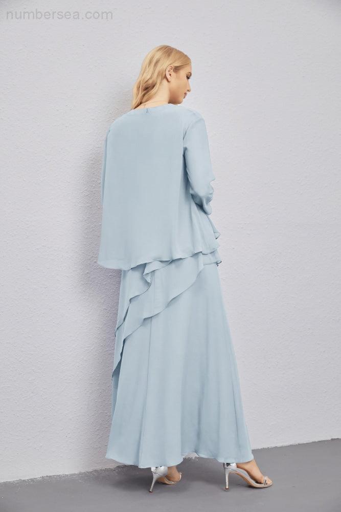 Mother of Bride Dresses with Open Front Lightweight Cardigan Formal Prom Gown  28081