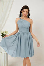Vestido de dama de honor corto de chiffon de un hombro Numbersea para mujer Vestidos formales para fiesta y regreso a casa 2804