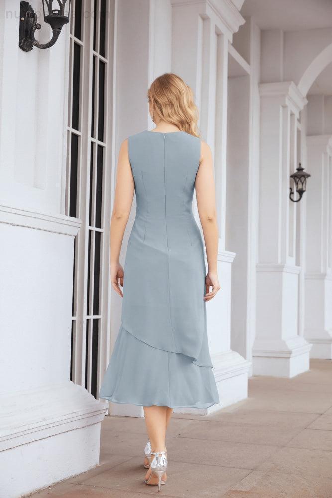 Vestido de festa formal para mãe da noiva, corte A, duas peças, Numbersea 28072 