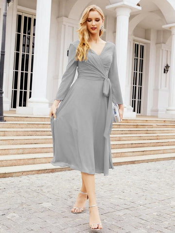 Brautjungfernkleid mit V-Rücken und Taillengürtel für die Mutter der Braut, Hochzeitsgast 28031 