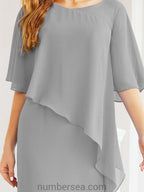 Vestido de festa formal comprido Numbersea com capa e folhos 28026 