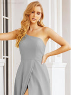 Vestidos de baile de cerimónia Numbersea para mulher com um ombro só e fenda lateral para madrinhas e madrinhas 28052 