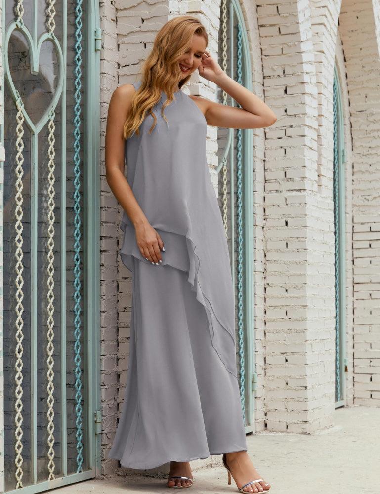 Vestidos longos de chiffon plus size para mãe da noiva, vestido formal de madrinha de casamento, 28019 