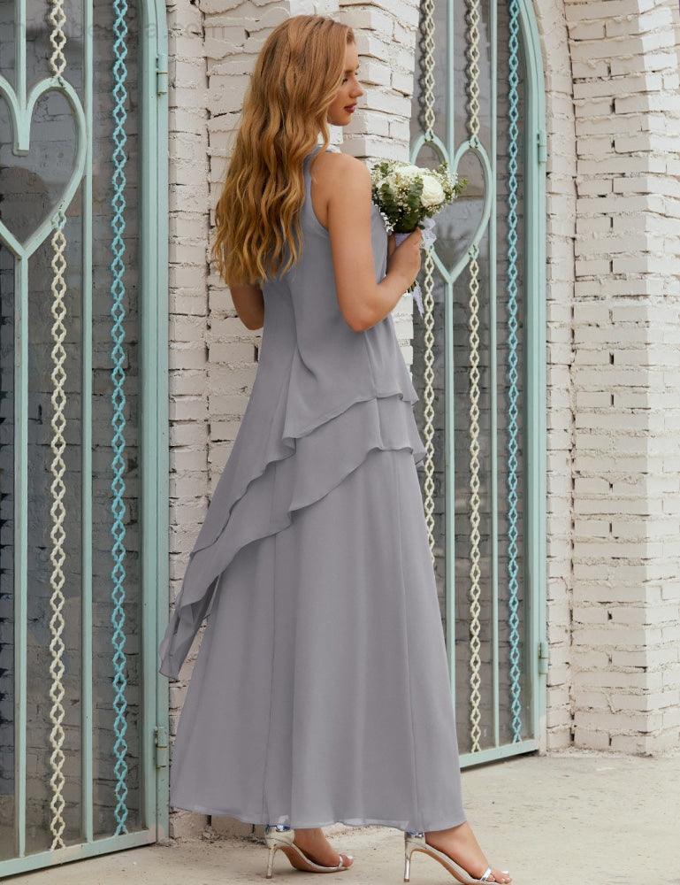 Vestidos longos de chiffon plus size para mãe da noiva, vestido formal de madrinha de casamento, 28019 