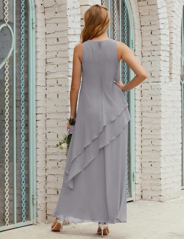 Vestidos longos de chiffon plus size para mãe da noiva, vestido formal de madrinha de casamento, 28019 