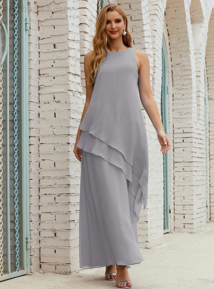 Vestidos longos de chiffon plus size para mãe da noiva, vestido formal de madrinha de casamento, 28019 