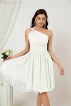 Vestido de dama de honor corto de chiffon de un hombro Numbersea para mujer Vestidos formales para fiesta y regreso a casa 2804