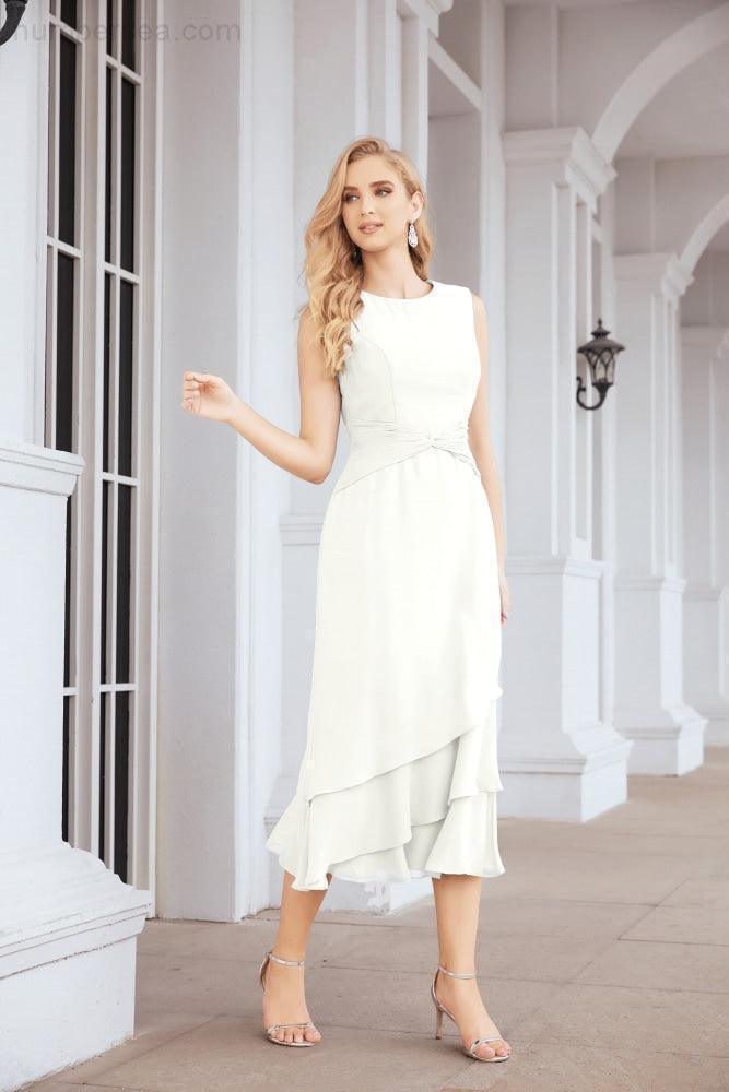 Vestido de festa formal para mãe da noiva, corte A, duas peças, Numbersea 28072 