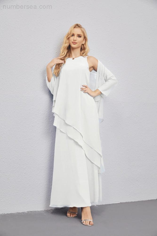 Vestidos para a mãe da noiva com frente aberta, cardigan leve, vestido formal para baile de finalistas 28081 