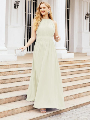 Numbersea Halter Bridesmaid Dress Empire Waist Formal Evening Prom Gown for Mother of The Bride 28030