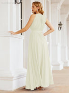 Vestido de madrinha de casamento com alças finas e cintura império, vestido de festa formal para mãe da noiva 28030 