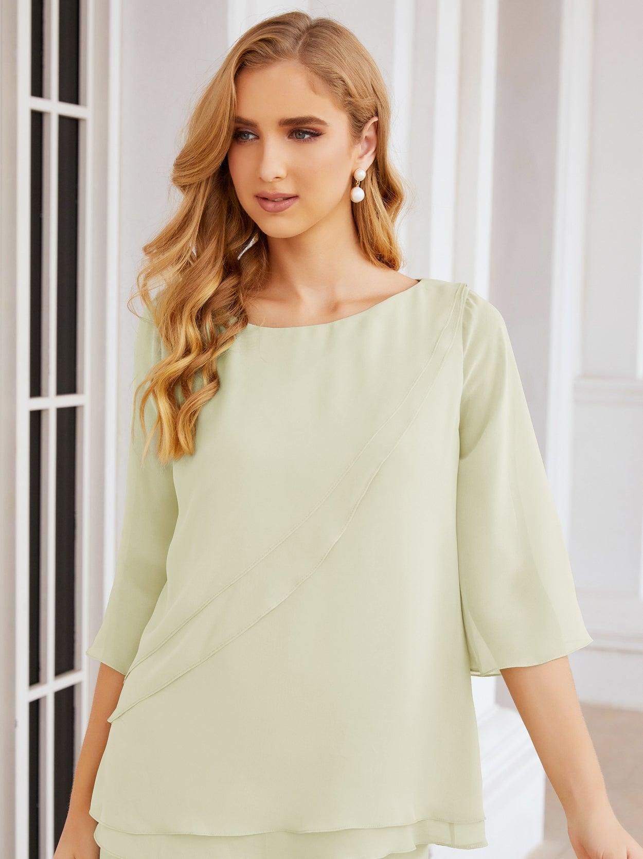 Vestido elegante de 2 peças para mãe da noiva Numbersea, tamanho grande, com folhos, camadas, roupão prateado 28064 