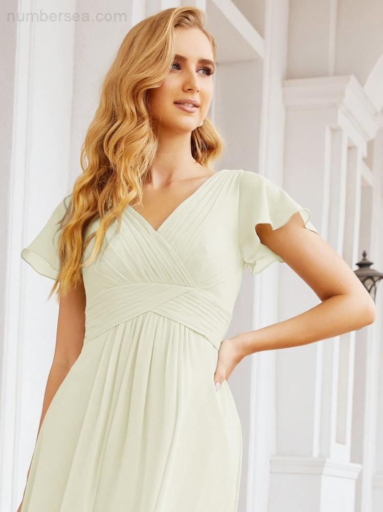 Vestidos de cerimónia de baile Numbersea para mãe da noiva, mangas curtas, vestido de madrinha 28047 