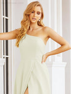 Vestidos de baile de cerimónia Numbersea para mulher com um ombro só e fenda lateral para madrinhas e madrinhas 28052 