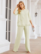 Vestido elegante de 2 peças para mãe da noiva Numbersea, tamanho grande, com folhos, camadas, roupão prateado 28064 