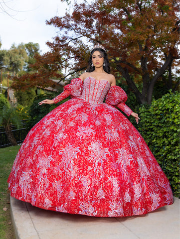 Vestido de baile sem alças com mangas abalonadas de LizLuo Quince 26084