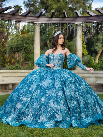 Vestido de baile sem alças com mangas abalonadas de LizLuo Quince 26084