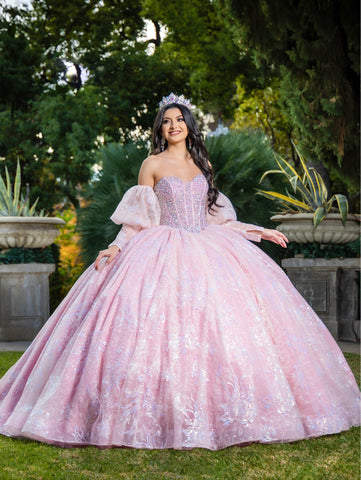 Vestido de baile sem alças com mangas abalonadas de LizLuo Quince 26084