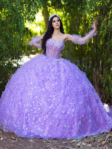 Vestido de baile sem alças e manga comprida da marca LizLuo Quince 26085