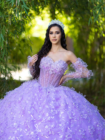 Vestido de baile sem alças e manga comprida da marca LizLuo Quince 26085