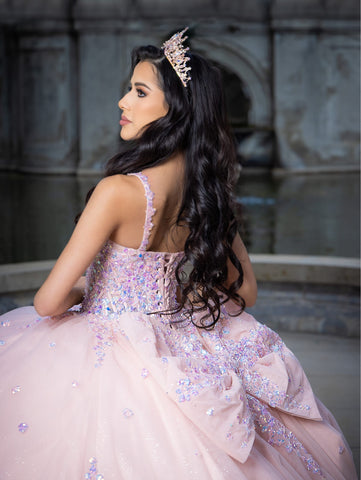 Vestido de baile sem mangas com mangas abalonadas de LizLuo Quince 26086