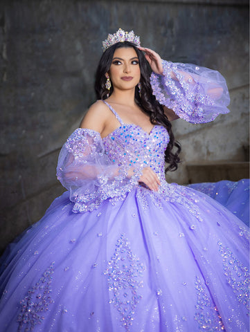 Vestido de baile sem mangas com mangas abalonadas de LizLuo Quince 26086