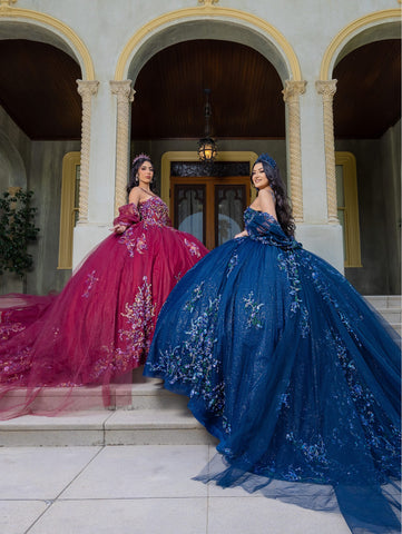 Vestido de baile com aplicações e manga curta de LizLuo Quince 26087
